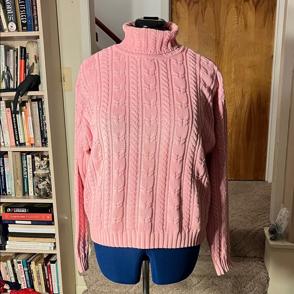 Luscious Cotton-Candy-Pink Talbots Turtleneck Sweater